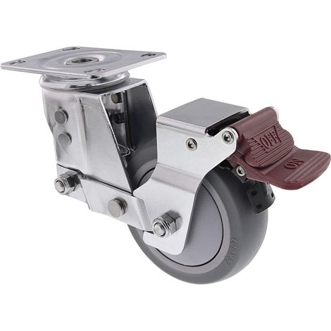 Wagner RO 0910 Transportgeräte Lenkrolle, Schwerlastrolle Möbelrolle Industrie, stoßdämpfend, TPR grau 100 mm 120 kg, Industriestahl, Kugellager, Feststeller