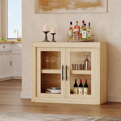 Buffet 90 cm blanc vitré sérigraphié – 2 portes (1/5)