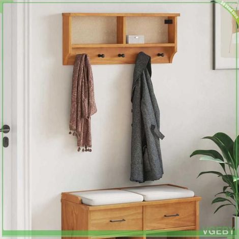 4010469 Porte-manteau mural SANDNES 87x12x35 cm bois massif pin (1/5)