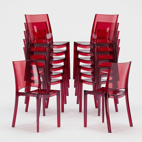 18 Sedie B-Side Grand Soleil per bar trasparenti offerta stock - Trasparente Rosso (1/5)
