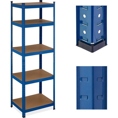 Étagère à charges lourdes modulable rangement garage 180 x 60 x 45 cm en acier bleu (1/5)