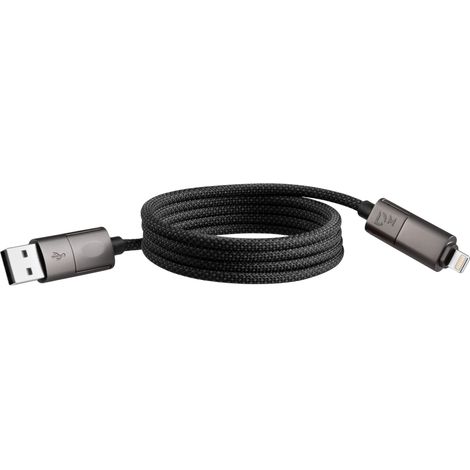 Dnipro-M Cable Magnético Universal 4 en 1 1m – Conectores Type-C + Micro-USB + Lightning + USB-A, Carga Rápida, Nylon Trenzado Reforzado – Compatible Herramientas Smartphones – Cable 4in1