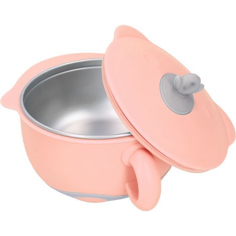 Thermoteller für Kinder aus Edelstahl 316, orangefarbene isolierte Babyschüssel, Babyküchengeschirr (1/5)