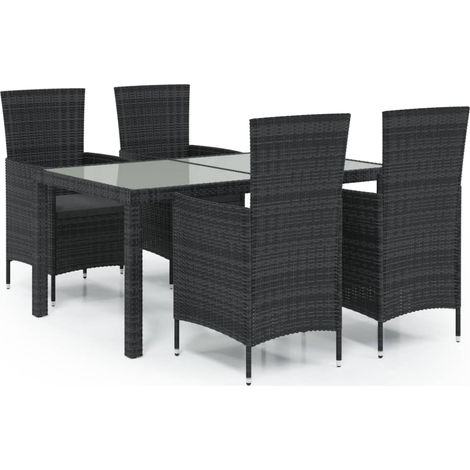 Maison Exclusive - 5-tlg. Garten-Essgruppe mit Kissen Poly Rattan