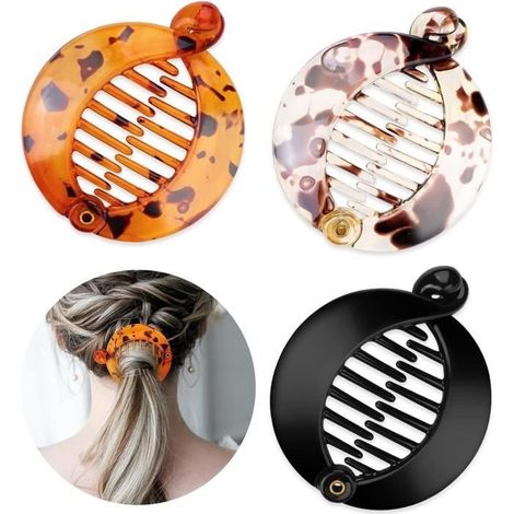 Pince à Cheveux,3 Pcs à Cheveux en Résine Pinces à Poisson Rondes pour Cheveux de Banane Peignes à Cheveux en Plastique 3 Couleurs (1/4)