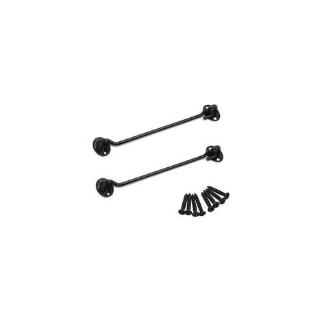 Loquet à Œil en Acier Inoxydable 8 Pouces avec Vis, Crochet de Cabine pour Porte de Garage et Hangar, Noir (1/4)