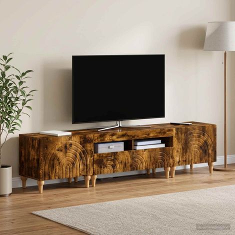 vidaXL 3 Piece LED TV Cabinet Smoked Oak Engineered Wood (1/5)