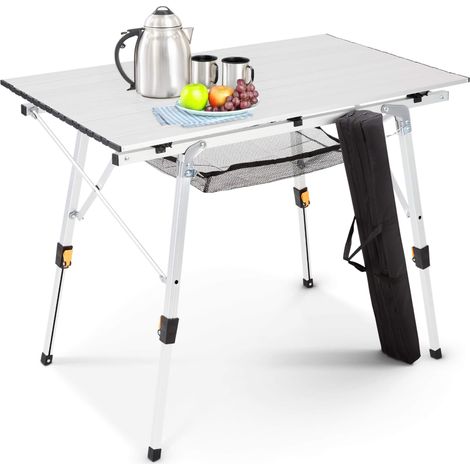 AREBOS Foldable Aluminium Camping Table Height Adjustable Including Carrying Bag and Storage Net (1/5)