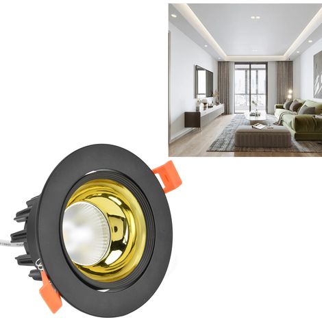 7-W-COB-LED-Einbaustrahler mit verstellbarem Winkel, 11 cm, schwarzes Gehäuse und goldene Abdeckung (1/5)