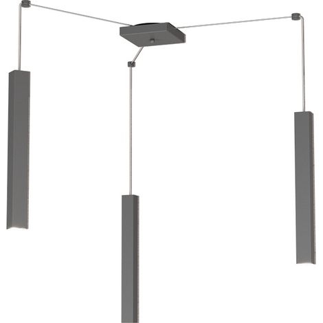 SQUARE TUBE SOSPENSIONE 3 LUCI GRIGIO ANTRACITE CAVO CM.250 CON BASE 1173-S3-GA (1/4)