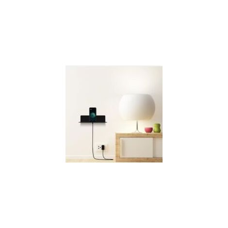 2er-Set schwebende Acryl-Wandregale, 23 x 9,5 cm, selbstklebend, ohne Bohren, inklusive 4 Kabelclips, kleines Regal für Büro, Bad, Küche, Schlafzimmer, Schwarz – Crezuo