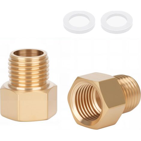 Lot de 2 adaptateurs réducteurs en laiton AG/IG 1/4"  Convertisseur de connexion de tuyau avec joint en caoutchouc pour systèmes eau/gaz/liquide (1/5)