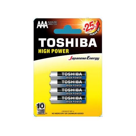 Pack de 4 Pilas AAA Toshiba High Power LR03/ 1.5V/ Alcalinas