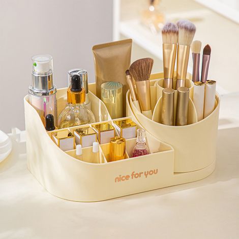 Organisateur De Maquillage - Tourne Disque Rotatif - Compartiments Séparés Pour Rouges À Lèvres Et Articles De Maquillage - Bureau Ou Salle De Bain - 1 Pièce (1/5)