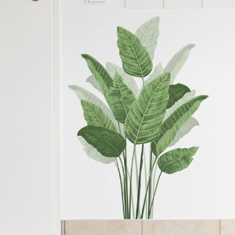 Plant Wall Stickers 60x35cm Tropical Plant Stickers, Green Wall Sticker Green Plant Leaves Removable Decals, for Living Room Bedroom Office Sofa TV Background Wall Decoration (1/5)