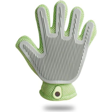 BelleRise - 2 en 1 Gant Toilettage Chien, Gant Anti Poils Animaux Chat, Outil de Bain et de Massage pour Chiens à Poils Longs,1 Pièce (Vert) (1/5)