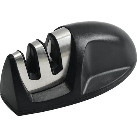Affûteur manuel professionnel 2-en-1 noir pour couteaux inox et céramique, toutes tailles, base antidérapante (1/5)