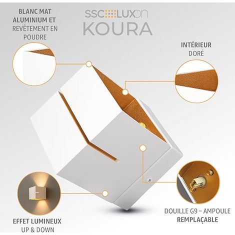 Gold White Indoor Wall Light G9 LED Wall Lamp with 1 Light Slot Up (1/4)