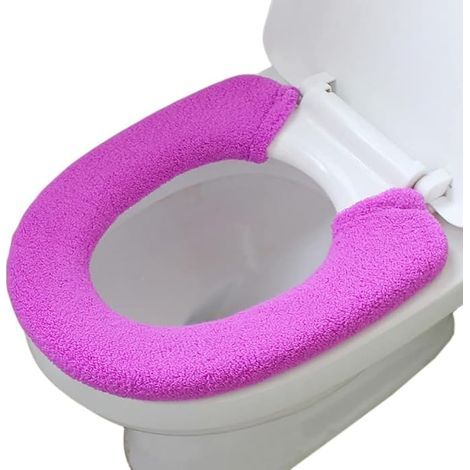 Housse de siège de toilette universelle lavable - Housse de siège de toilette chaude pour salle de bain - Souple (1/5)