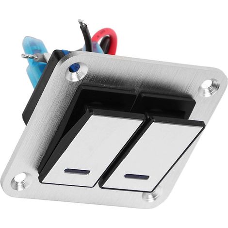 Panneau à double interrupteur à bascule avec LED bleue, 12 V/24 V, étanche, en alliage d'aluminium brossé, interrupteur marche/arrêt pour voiture, camion ou bateau (1/5)