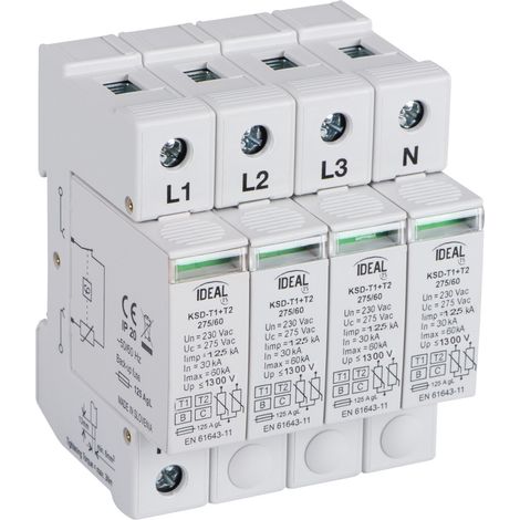 T1+T2 – 4 Moduli – Rail TH35  60 60kA  275 275V Kanlux (1/2)