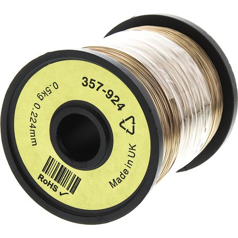 Fil de cuivre 0,04 mm² RS PRO 31 AWG Mono conducteur diamètre 0.26mm, longueur 1300m ( Prix pour 1 )