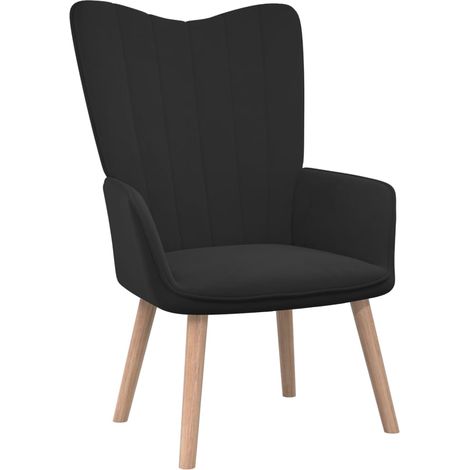 Chaise de relaxation Fauteuil relax - Noir Velours BonneVie-54107 (1/5)