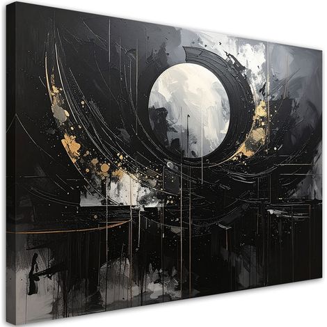 Tableaux, Lune au-dessus d'une ville nocturne dans des reflets dorés,30x20 (1/4)