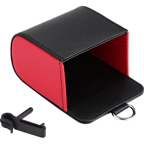 Sac de rangement pour voiture, pochette de stockage sur bouche d'aération, étui à téléphone, organiseur noir et rouge (1/5)