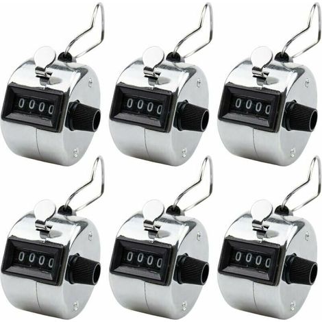 Lot de 6 Compteur Manuel 4 Chiffres Anneau Numérateurs Mécaniques à Clic Main pour Compte de Personnes ou Points - 4,5 x 4,5 x 3cm (1/5)