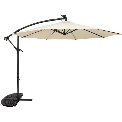 LED Cantilever Parasol 3m With Half Fan Base – Cream (1/5)