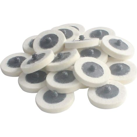 Lot de 20 disques de polissage en feutre de laine compressée à changement rapide, 2 pouces de diamètre, pour polissage fin (blanc)