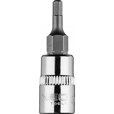 Embout hexagonal H3 sur douille 1/4", court, 37 mm (1/5)