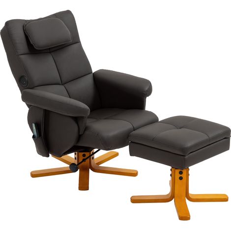 Fauteuil massant avec repose-pied, dossier inclinable jusqu'à 135°, coffre de rangement, télécommande (1/5)