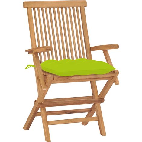 Maison Exclusive - Sedie pieghevoli con cuscini verde brillante, 2 pezzi, in legno massello di teak. (1/5)