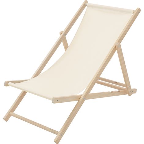 ECD Germany Chaise Longue Pliante Chilienne en Bois, Beige, Dossier Réglable, 3 Positions de Couchage, Charge jusqu'à 120kg, Bain de Soleil en Tissu Oxford pour Plage Jardin Terrasse Balcon Camping (1/5)