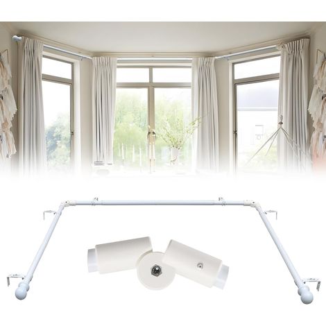 Tringle à rideaux d'angle extensible 150 à 460 cm de long, en forme de U, 25 mm, pour chambre à coucher, salon ou cuisine (1/5)