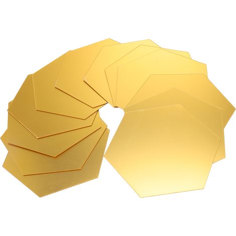 Lot de 12 stickers muraux miroir dorés hexagonaux, grand format (15 cm), en acrylique, pour cuisine, salle de bain, chambre, salon. (1/5)