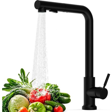 Robinet cuisine avec douchette extensible,Mitigeur cuisine monobloc 360° rotatif , Robinetterie en L,robinet inox moderne , 2 types de jets , robinet extensible pour évier de cuisine (1/3)