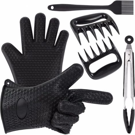 Barbecue Tools Grillbesteck-Set, Grillutensilien aus Edelstahl und Silikon, schwarz (1/3)