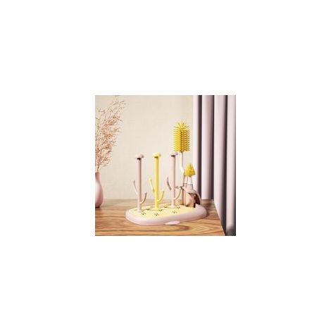 Égouttoir avec brosse, porte-bouteilles multifonctionnel en plastique – (1/5)