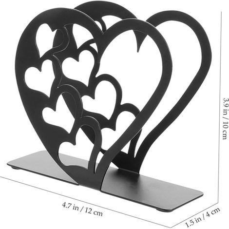 Distributore di asciugamani di carta neri da 2 pezzi, porta tovaglioli a forma di cuore, porta tovaglioli decorativo (1/4)