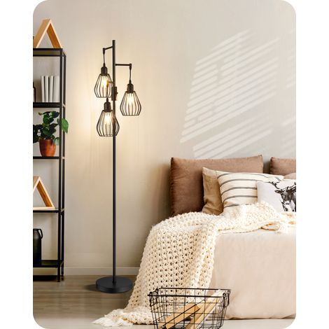 EDISHINE Lampadaire Dimmable, Lampe sur Pied 3 lumières en métal, Luminosité Réglables en Continu, LED Ampoules Incluses, Lampadaire Industriel pour Chambre, Salon, Bureau, 166 CM (1/5)