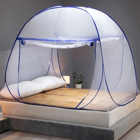 Zanzariera per letto, blu, 150 x 200 x 150 cm, 1 pezzo Zanzariera portatile per campeggio e viaggio (1/5)