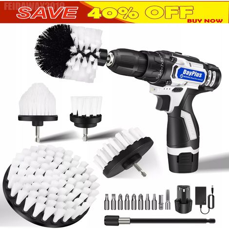 Electric Drill Brush Valeting Detailing Toilet Tile Grout Car Carpet Cleaning 2xBattery (1/5)