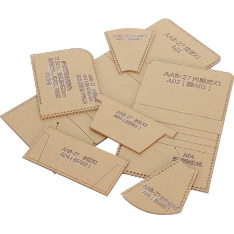 Gabarit acrylique 7 pièces pour portefeuille court, patron de sac à main en cuir fait main, outils de bricolage (1/5)