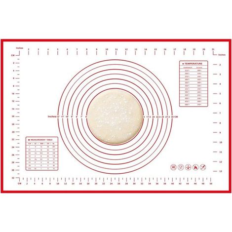 Silikon-Backmatte – 40 x 30 cm – Rutschfeste Backmatte mit Messskala – Rutschfeste Silikon-Küchenmatte für Pizza, Kekse und Teig – Ausführung B (1/5)