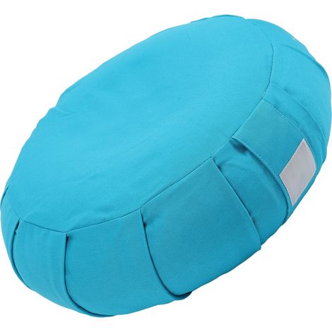 Coussin de méditation en cosses de sarrasin, traversin de yoga, oreiller de genoux, housse en coton, poignée de transport, coussin de sol pour la méditation, bleu saphir (1/5)