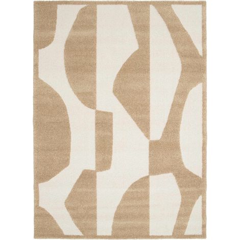 DESIGN DECO - Tapis à reliefs doux géométrique beige 160x230 (1/5)