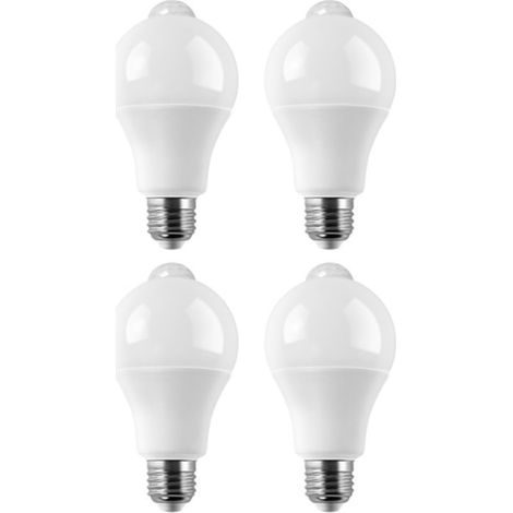 4 Ampoules à LED avec Capteur de Mouvement E27, Lampe à LED avec Détecteur PIR, Lumière Automatique on/Off pour Porche, Escaliers, Garage - 12W (1/5)
